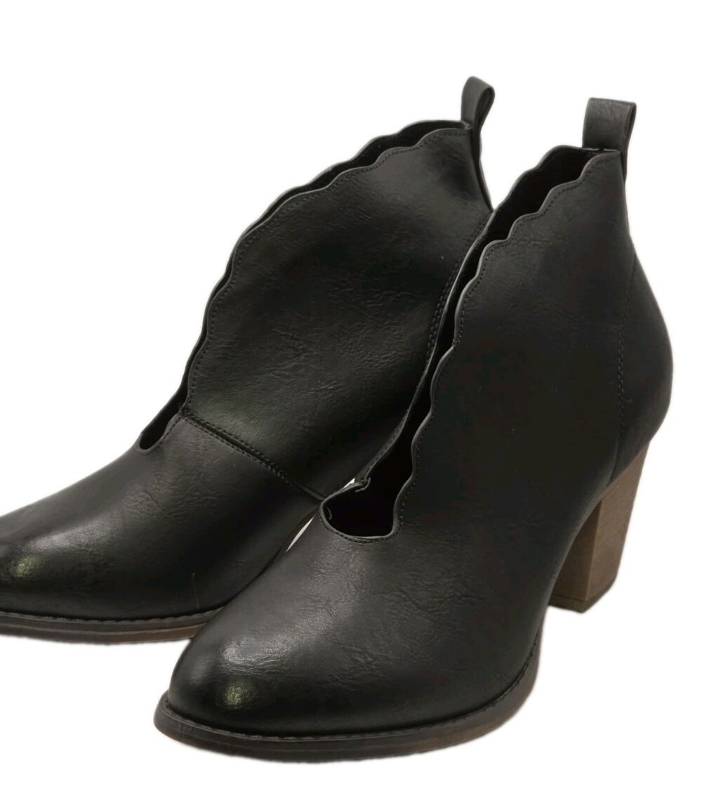 Mata Scalloped Booties Black Slip On Heeled Women's 9 Preppy Workwear Business